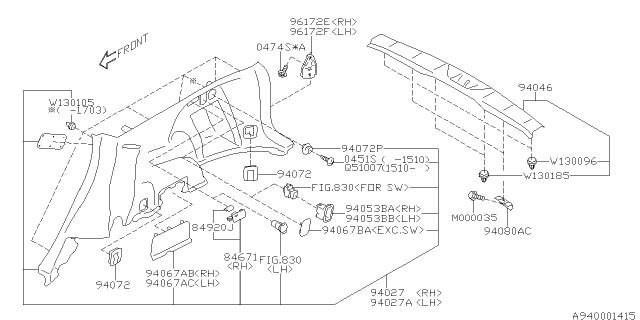 2016 Subaru Forester Trim Panel Assembly APRONLH Diagram for 94027SG043VH