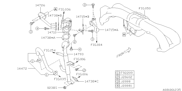 2014 Subaru Forester Pipe EGR Diagram for 14726AA220