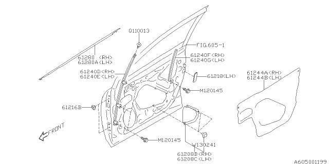 2014 Subaru Forester Weather Strip Door Front Out Diagram for 61280SG030