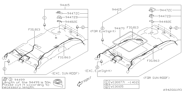 2014 Subaru Forester Trim Panel Assembly Roof SUNSUB Diagram for 94425SG030LO