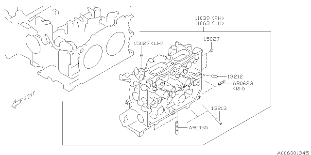 2014 Subaru Forester Cylinder Head Assembly Left Diagram for 11063AB730