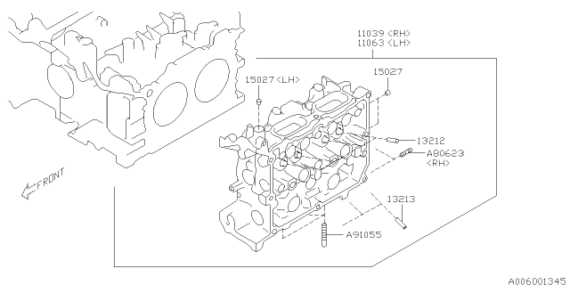 2014 Subaru Forester Cylinder Head Assembly Right Diagram for 11039AC410