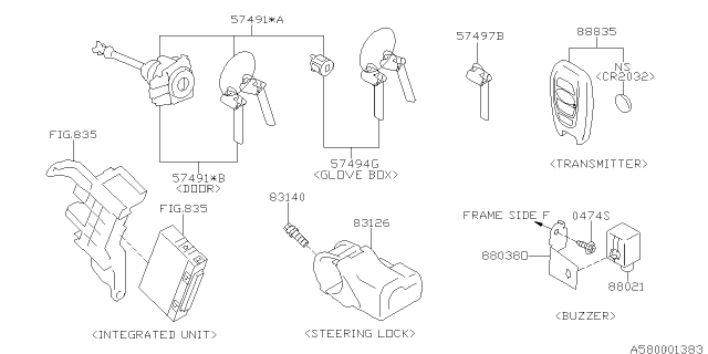 2015 Subaru Forester Key Kit & Key Lock Diagram 5