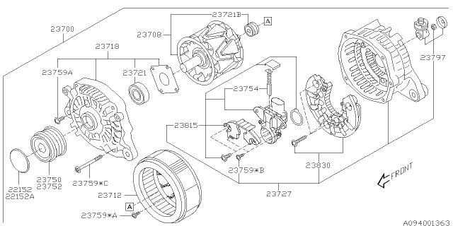 2015 Subaru Forester Front Cover Assembly Cover ATERNATO Diagram for 23718AA290