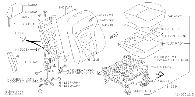 2016 Subaru Forester Front Seat Cushion Cover Diagram for 64140SG162VH