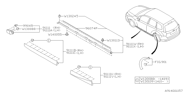 2015 Subaru Forester Protector Side Spoiler Diagram for 96074SG000