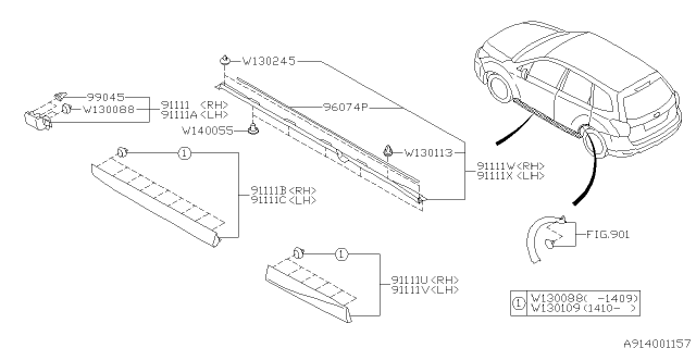 2015 Subaru Forester GARNISH Side SILL Left Diagram for 91112SG170