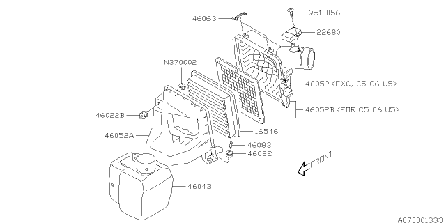 2014 Subaru Forester Case Complete-Air Cleaner Lower Diagram for 46052SG000