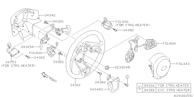 2017 Subaru Forester Cover Steering Wheel Lower Diagram for 34317FJ040VH