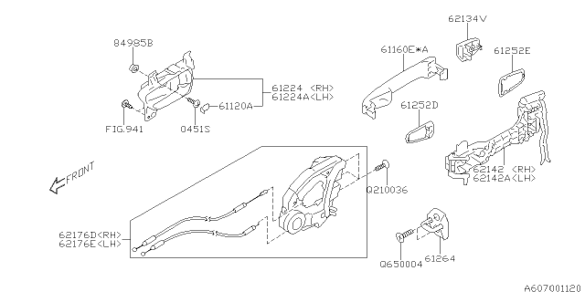 2014 Subaru Forester Cover Handle Rear Outer Diagram for 61134FJ100I8