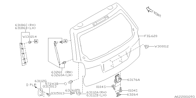 2016 Subaru Forester Molding Rear Gate Side LH Diagram for 63186SG010