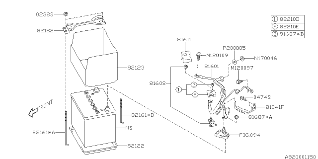 2017 Subaru Forester Rod Battery Fix Diagram for 82161SG000