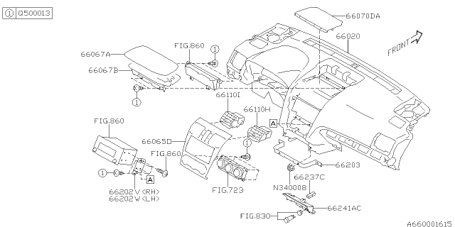 2015 Subaru Forester Cover Center Upper Diagram for 66241FJ000