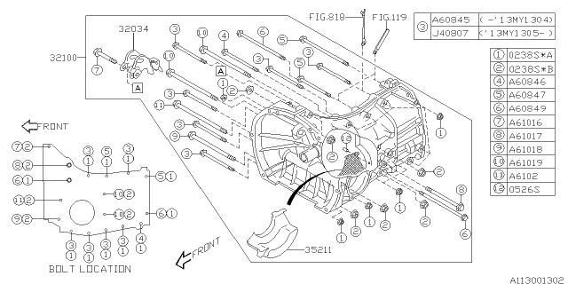 2014 Subaru Forester Bracket Complete Pitching STOPPER Diagram for 32034AA040