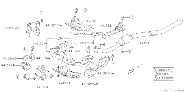 2014 Subaru Forester Cover Complete Exhaust Diagram for 44651AD540