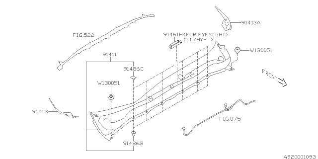2015 Subaru Forester COWL Panel Assembly LHD Diagram for 91419SG030