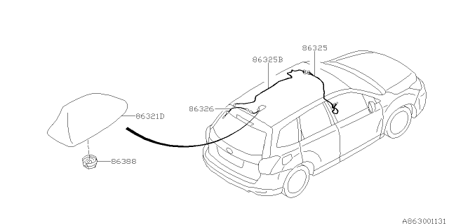 2016 Subaru Forester Antenna Assembly Diagram for 86321SG300E1