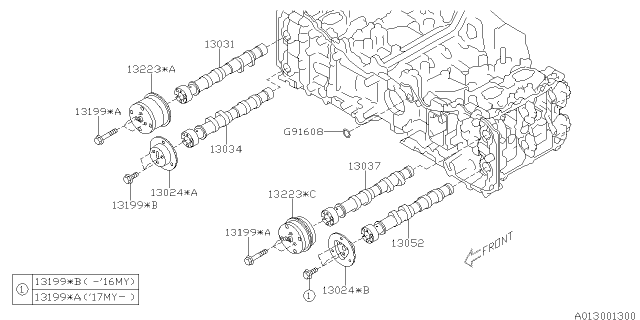 2016 Subaru Forester SPROCKET Assembly CAMSHAFT Intake LH Diagram for 13322AA041