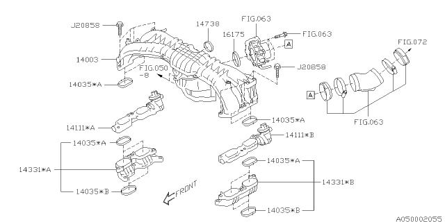 2014 Subaru Forester Gasket EGR Pipe Diagram for 14738AA110