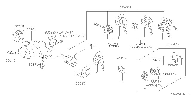 2016 Subaru Forester Key Kit & Key Lock Diagram 3