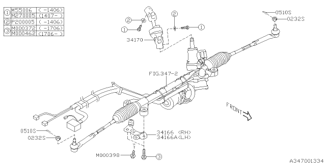 2015 Subaru Forester Steering Universal Joint Assembly Diagram for 34170SG050