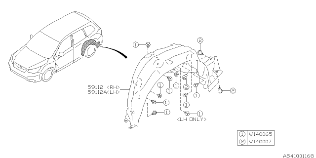 2018 Subaru Forester Mudguard Diagram 2