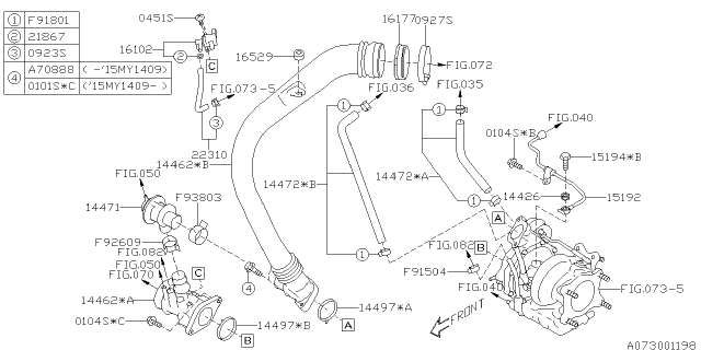 2015 Subaru Forester Duct Air Intake Diagram for 14462AA571