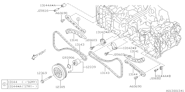 2015 Subaru Forester TENSIONER Chain Diagram for 13142AA103