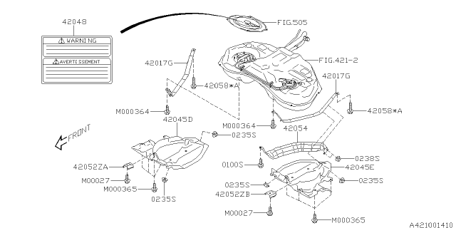 2014 Subaru Forester Protector Fuel Tank LH Diagram for 42045SG060