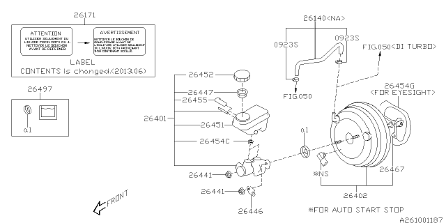 2015 Subaru Forester Master Cylinder Assembly LH Diagram for 26401FJ130