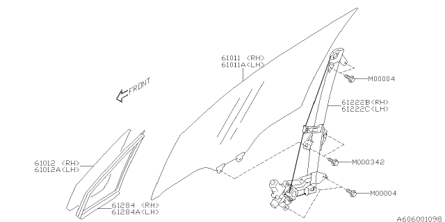 2014 Subaru Forester WEATHERSTRIP Front Door Partition Diagram for 61284SG010