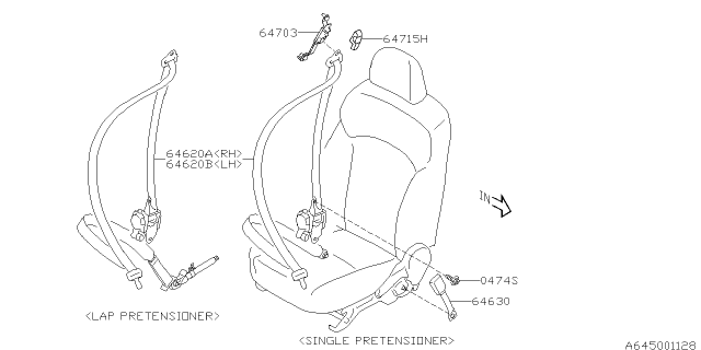 2018 Subaru Forester Seat Belt Assembly Front Out U Diagram for 64621SG030VH