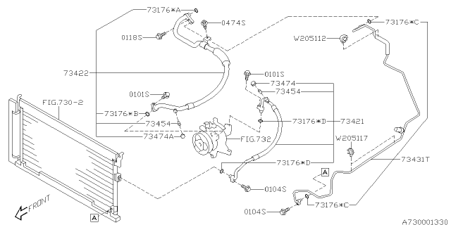 2015 Subaru Forester Hose Assembly Ps Diagram for 73425SG070