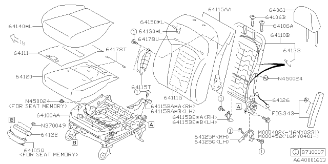 2018 Subaru Forester HEADREST Assembly Front Diagram for 64061SG050VH