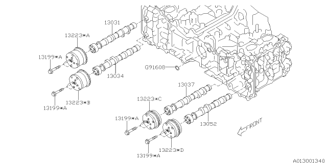 2016 Subaru Forester SPROCKET Assembly CAMSHAFT Exhaust Diagram for 13321AA011