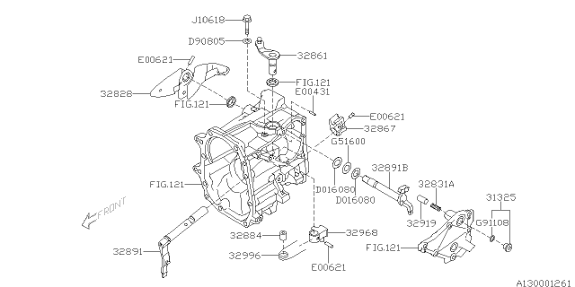 2016 Subaru Forester Shifter Fork & Shifter Rail Diagram 1