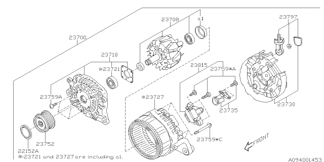 2017 Subaru Forester Brush Assembly ALTERNATOR Diagram for 23735AA020