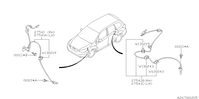 2017 Subaru Forester Sensor Sub Assembly Rear LH Diagram for 27540SG031