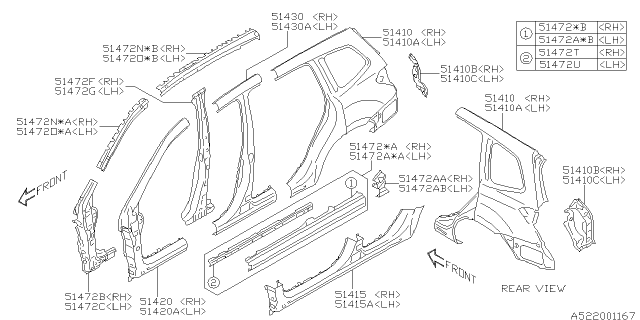 2016 Subaru Forester Reinforcement Complete Side Rai Diagram for 51472SG0809P