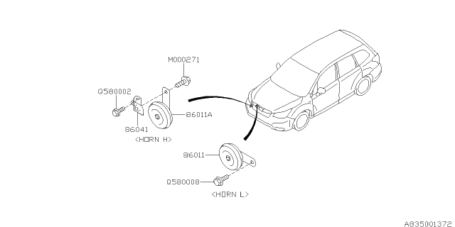 2016 Subaru Forester Horn Assembly Low Diagram for 86012SG000