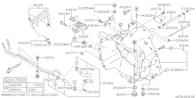 2014 Subaru Forester Case Assembly CONV Diagram for 31220AA300
