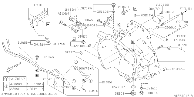 2014 Subaru Forester Case Assembly CONV Diagram for 31220AA292