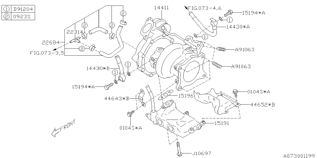 2014 Subaru Forester Turbo Charger Assembly Diagram for 14411AA880