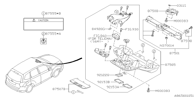 2016 Subaru Forester Camera Assembly Ada Diagram for 87501SG003