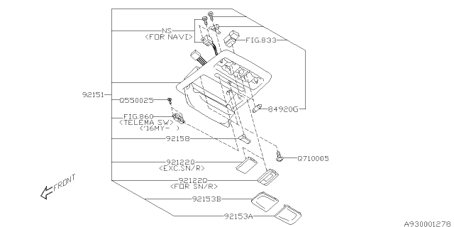 2018 Subaru Forester Over Head Console Assembly Diagram for 92151SG041LO