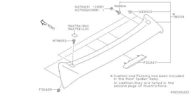 2015 Subaru Forester Roof Spoiler Assembly Diagram for 96031SG000EN