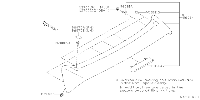 2015 Subaru Forester Cap Rear Spoiler Right Diagram for 96075SG000WU