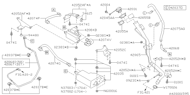 2017 Subaru Forester Holder Filler Neck A Diagram for 42055SG000