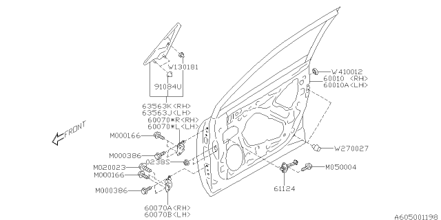 2016 Subaru Forester Hinge Assembly Door Front Ri Diagram for 60079SG001