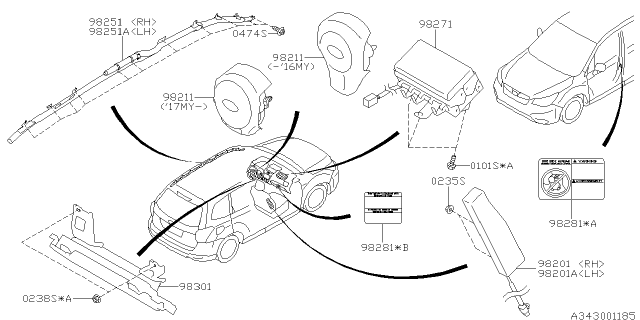 2018 Subaru Forester Air Bag Module Assembly Driver Diagram for 98211SG090VH